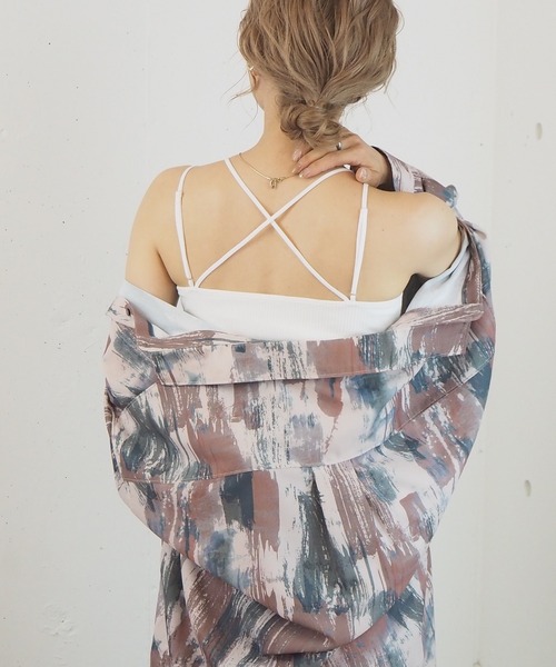 tiptop（ティップトップ）の「2021SS テレコバッククロスキャミソール（キャミソール・レディース・アイボリー/ブラック/モカ/オフホワイト/キナリ/スミクロ・FREE）」の12枚目の写真