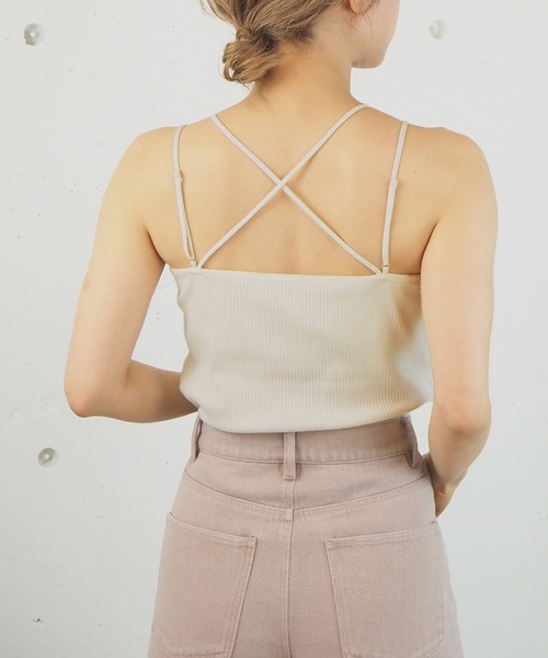 tiptop（ティップトップ）の「2021SS テレコバッククロスキャミソール（キャミソール・レディース・アイボリー/ブラック/モカ/オフホワイト/キナリ/スミクロ・FREE）」の11枚目の写真