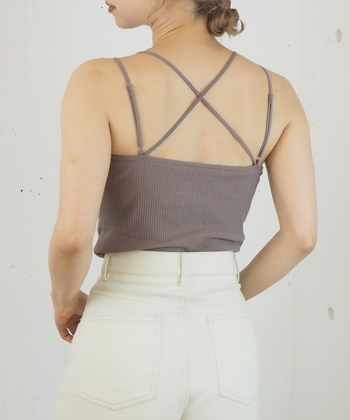 tiptop（ティップトップ）の「2021SS テレコバッククロスキャミソール（キャミソール・レディース・アイボリー/ブラック/モカ/オフホワイト/キナリ/スミクロ・FREE）」の9枚目の写真