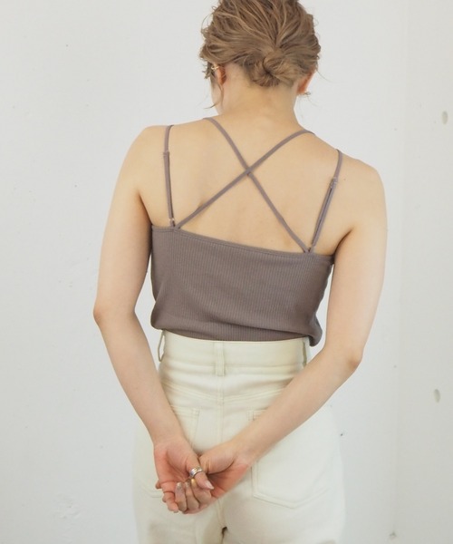 tiptop（ティップトップ）の「2021SS テレコバッククロスキャミソール（キャミソール・レディース・アイボリー/ブラック/モカ/オフホワイト/キナリ/スミクロ・FREE）」の15枚目の写真