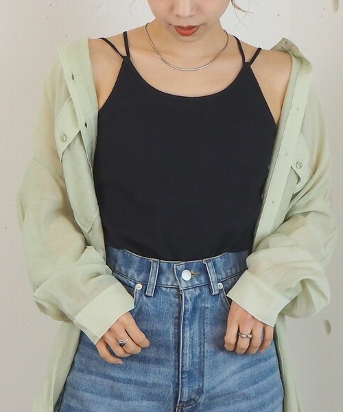 tiptop（ティップトップ）の「2021SS テレコバッククロスキャミソール（キャミソール・レディース・アイボリー/ブラック/モカ/オフホワイト/キナリ/スミクロ・FREE）」の16枚目の写真