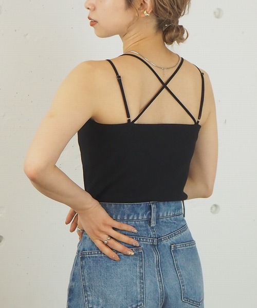 tiptop（ティップトップ）の「2021SS テレコバッククロスキャミソール（キャミソール・レディース・アイボリー/ブラック/モカ/オフホワイト/キナリ/スミクロ・FREE）」の13枚目の写真