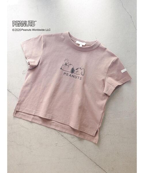 koe（コエ）の「PEANUTS SNOOPY Tシャツ＊（Tシャツ/カットソー・キッズ・グリーン/パープル/ブルー/ベージュ・140/130/110/120）」の5枚目の写真