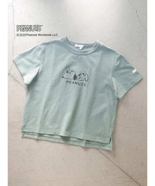 koe（コエ）の「PEANUTS SNOOPY Tシャツ＊（Tシャツ/カットソー・キッズ・グリーン/パープル/ブルー/ベージュ・140/130/110/120）」の6枚目の写真