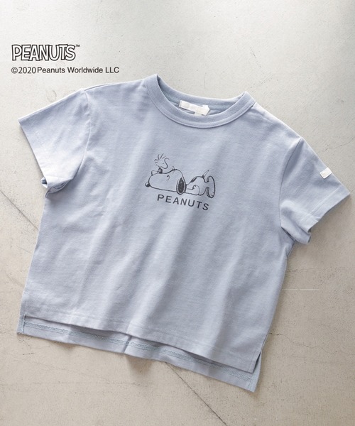 koe（コエ）の「PEANUTS SNOOPY Tシャツ＊（Tシャツ/カットソー・キッズ・グリーン/パープル/ブルー/ベージュ・140/130/110/120）」の3枚目の写真