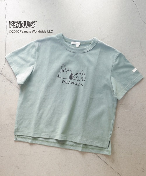 koe（コエ）の「PEANUTS SNOOPY Tシャツ＊（Tシャツ/カットソー・キッズ・グリーン/パープル/ブルー/ベージュ・140/130/110/120）」の2枚目の写真