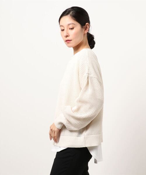Te chichi(テチチ)の「メッシュプルオーバーカットソーセット(ニット/セーター・レディース・カーキ/モカ/キナリ・フリ-)」の4枚目の写真