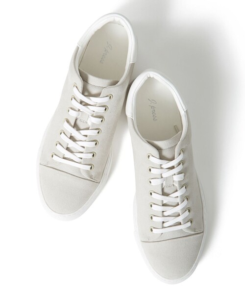 J.PRESS（ジェイプレス）の「【軽量】エコレザー スニーカー（スニーカー・レディース・ホワイト系/ライトグレー系・24.5/23.5/22.5）」の2枚目の写真