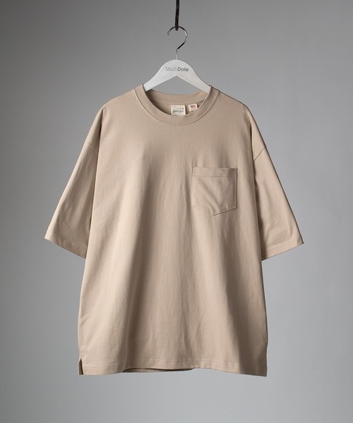 SlashDate（スラッシュデイト）の「オーバーサイズ USAコットン 半袖Tシャツ（Tシャツ/カットソー・メンズ・ホワイト/グリーン系その他/ブラック/ベージュ/ピンク系その他/ダークブルー/グレー・M/L/XL）」の4枚目の写真