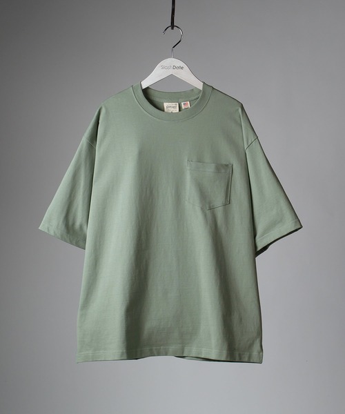 SlashDate（スラッシュデイト）の「オーバーサイズ USAコットン 半袖Tシャツ（Tシャツ/カットソー・メンズ・ホワイト/グリーン系その他/ブラック/ベージュ/ピンク系その他/ダークブルー/グレー・M/L/XL）」の5枚目の写真