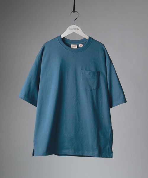 SlashDate（スラッシュデイト）の「オーバーサイズ USAコットン 半袖Tシャツ（Tシャツ/カットソー・メンズ・ホワイト/グリーン系その他/ブラック/ベージュ/ピンク系その他/ダークブルー/グレー・M/L/XL）」の6枚目の写真