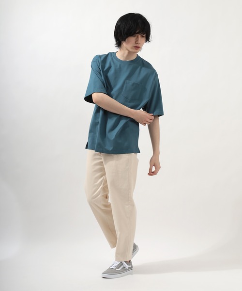 SlashDate（スラッシュデイト）の「オーバーサイズ USAコットン 半袖Tシャツ（Tシャツ/カットソー・メンズ・ホワイト/グリーン系その他/ブラック/ベージュ/ピンク系その他/ダークブルー/グレー・M/L/XL）」の13枚目の写真