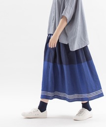 nop de nod | リネンパネルチェックタックロングスカート(スカート)