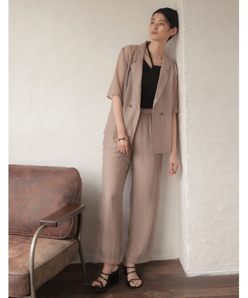 Re:EDIT（リエディ）の「ソフトオーガンジーシアー半袖シャツ（シャツ/ブラウス・レディース・ピンク/グレイッシュベージュ/ブラック・MEDIUM/LARGE）」の14枚目の写真