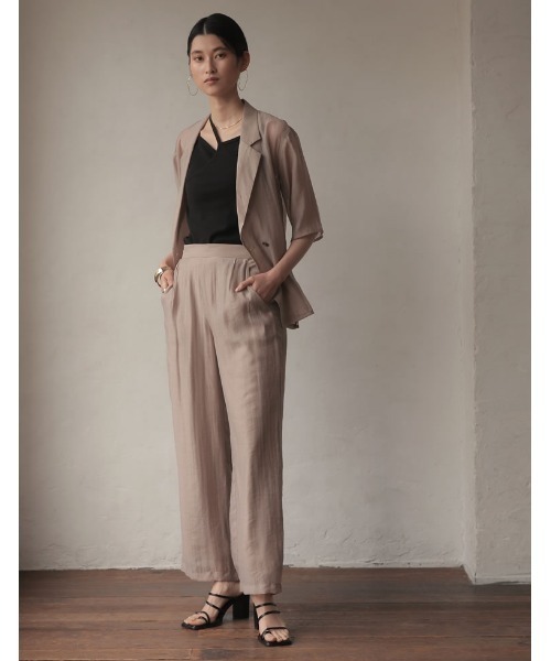 Re:EDIT（リエディ）の「ソフトオーガンジーシアー半袖シャツ（シャツ/ブラウス・レディース・ピンク/グレイッシュベージュ/ブラック・MEDIUM/LARGE）」の9枚目の写真