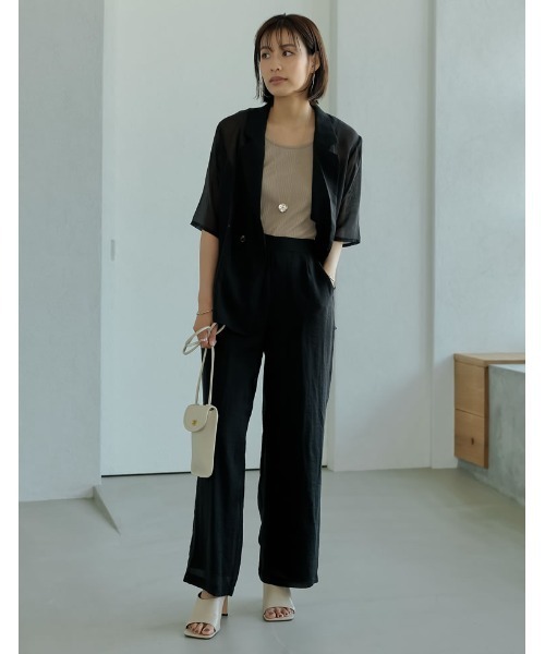 Re:EDIT（リエディ）の「ソフトオーガンジーシアー半袖シャツ（シャツ/ブラウス・レディース・ピンク/グレイッシュベージュ/ブラック・MEDIUM/LARGE）」の22枚目の写真