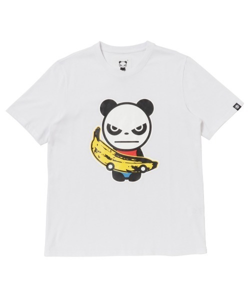 HIPANDA(ハイパンダ)の「HIPANDA ハイパンダ メンズ HIPANDA&バナナ・プリント 半袖Tシャツ(Tシャツ/カットソー・メンズ・ホワイト/ブラック・XX-LARGE/SMALL/MEDIUM/X-LARGE/LARGE)」の1枚目の写真