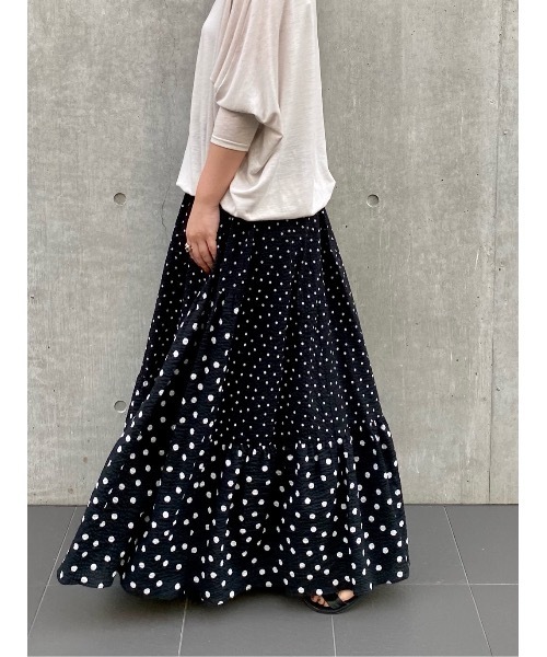 BEARDSLEY（ビアズリー）の「ドットパッチワークスカート（スカート・レディース・ブラック/オレンジ・FREE）」の3枚目の写真