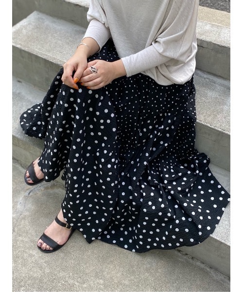 BEARDSLEY（ビアズリー）の「ドットパッチワークスカート（スカート・レディース・ブラック/オレンジ・FREE）」の12枚目の写真