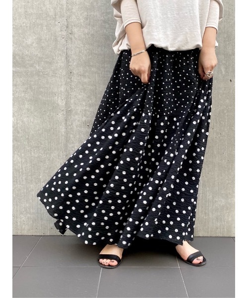 BEARDSLEY（ビアズリー）の「ドットパッチワークスカート（スカート・レディース・ブラック/オレンジ・FREE）」の18枚目の写真