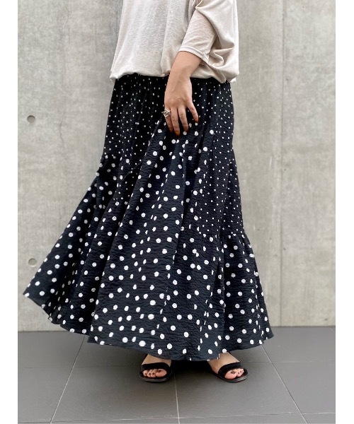 BEARDSLEY（ビアズリー）の「ドットパッチワークスカート（スカート・レディース・ブラック/オレンジ・FREE）」の21枚目の写真