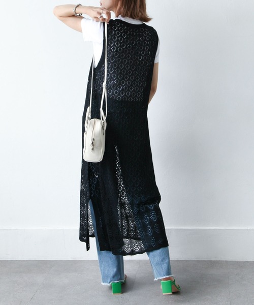 Chillfar（チルファー）の「鍵編みニットロングベスト（ベスト