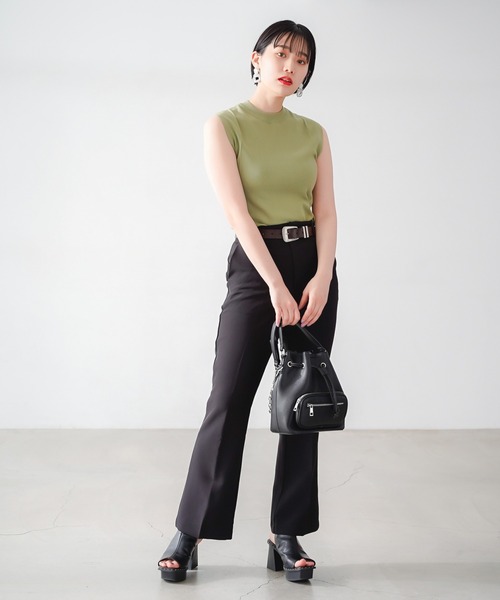 PAGEBOY（ページボーイ）の「ハイネックニットフレンチスリーブ（ニット/セーター・レディース・オフホワイト/ブラック/グレイッシュベージュ/オリーブ・FREE）」の10枚目の写真