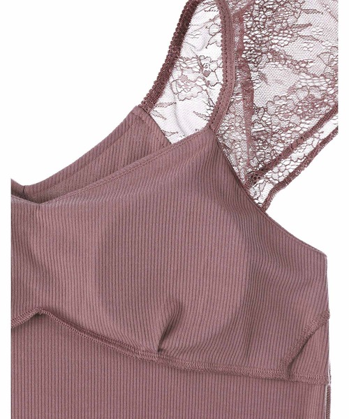 AMPHI（アンフィ）の「シンプル×レース　カップ付き　パジャマ(セットアップ)（ルームウェア/パジャマ・レディース・ライトブラウン/グレイッシュブルー・MEDIUM/LARGE）」の5枚目の写真