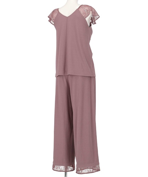 AMPHI（アンフィ）の「シンプル×レース　カップ付き　パジャマ(セットアップ)（ルームウェア/パジャマ・レディース・ライトブラウン/グレイッシュブルー・MEDIUM/LARGE）」の9枚目の写真