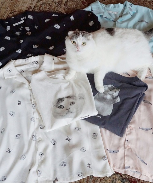 niko and...（ニコアンド）の「＠OjarinnネコアンドプリントTシャツ（Tシャツ/カットソー・レディース・オフホワイト/チャコール・MEDIUM/LARGE）」の3枚目の写真