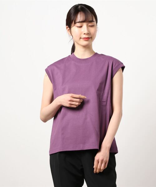 GARAGE OF GOOD CLOTHING（ガレージオブグッドクロージング）の「KAU オーガニックコットンモックネックプルオーバー（Tシャツ/カットソー・レディース・ホワイト/ブラック/パープル/グリーン・FREE）」の8枚目の写真