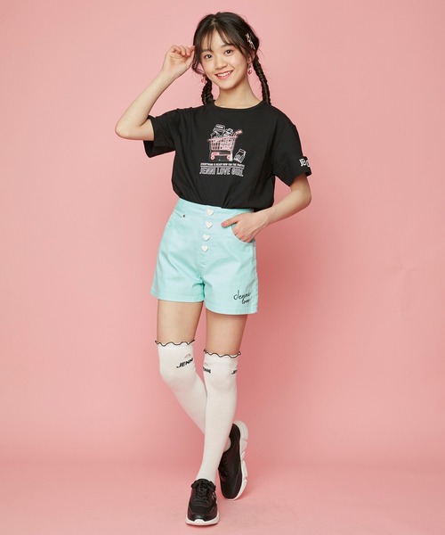 JENNI love（ジェニィラブ）の「接触冷感ハートボタンショーパン（その他パンツ・キッズ・ミント/ブラック/ブルー/イエロー/サックスブルー・140cm/150cm/130cm/160cm）」の6枚目の写真