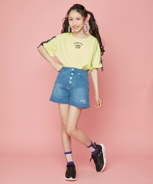 JENNI love（ジェニィラブ）の「接触冷感ハートボタンショーパン（その他パンツ・キッズ・ミント/ブラック/ブルー/イエロー/サックスブルー・140cm/150cm/130cm/160cm）」の9枚目の写真