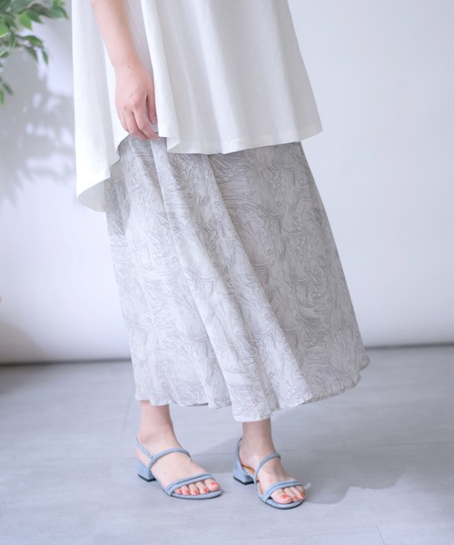 MAISON BREEZE（メゾンブリーズ）の「【MAISON BREEZE】マーブル柄マーメイドスカート 194-483-3128（スカート・レディース・グレー/オレンジ/グリーン・FREE）」の6枚目の写真