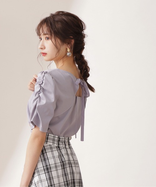 PROPORTION BODY DRESSING（プロポーションボディドレッシング）の「＜Ｅ＞バックオープンスムースカットソー / 1211267701（Tシャツ/カットソー・レディース・ブルー系その他/ホワイト系その他/ダークグレー・SMALL/MEDIUM）」の3枚目の写真