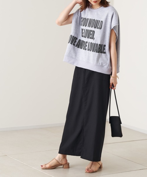prose verse(プロズヴェール)の「発泡プリントミニ裏毛プルオーバー(Tシャツ/カットソー・レディース・グレー/チャコールグレー・フリ-)」の2枚目の写真