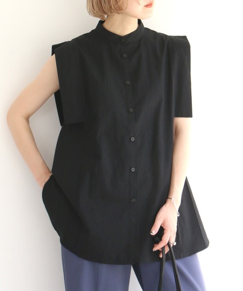 ブラウス シャツ ブロードZIPシャツ レディース ブロードスクエアスリーブブラウス（シャツ/ブラウス）｜notch