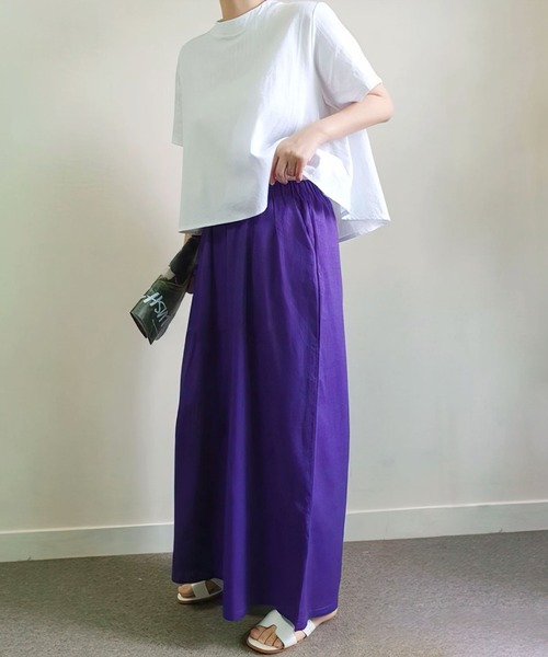 me+em select(ミームセレクト)の「コットンリネンロングガウチョ(その他パンツ・レディース・パープル/ベージュ/ミント・FREE)」の6枚目の写真