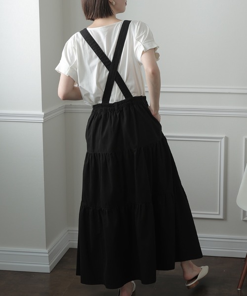 ElegChic（エレグシック）の「ティアード サロペット2WAY スカート （サロペット/オーバーオール・レディース・ブラック/ベージュ/カーキ・L/4L/XXL/XL/M）」の6枚目の写真