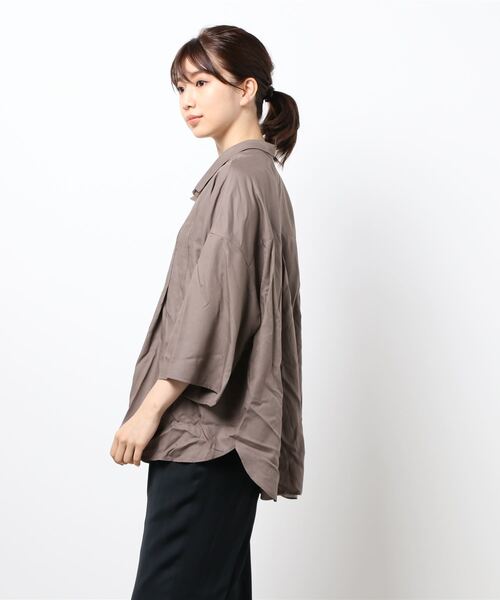 Rydia（リディア）の「タックワイドシャツ（シャツ/ブラウス・レディース・モカ/スミクロ/オフホワイト・M）」の18枚目の写真