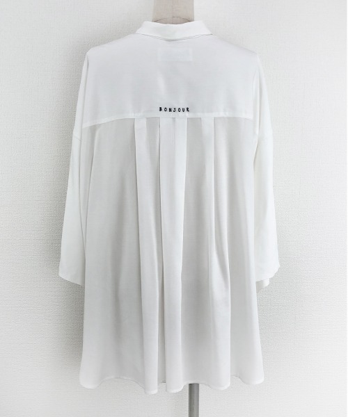 Rydia（リディア）の「タックワイドシャツ（シャツ/ブラウス・レディース・モカ/スミクロ/オフホワイト・M）」の6枚目の写真