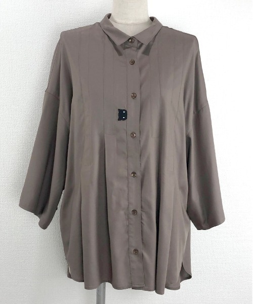 Rydia（リディア）の「タックワイドシャツ（シャツ/ブラウス・レディース・モカ/スミクロ/オフホワイト・M）」の10枚目の写真