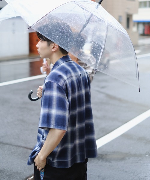 WHIMSIC（ウィムジック）の「【WHIMSIC】グアヤベーラ S/S オンブレチェック（シャツ/ブラウス・メンズ・ネイビー/ブラウン・FREE）」の5枚目の写真