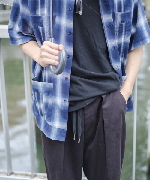 WHIMSIC（ウィムジック）の「【WHIMSIC】グアヤベーラ S/S オンブレチェック（シャツ/ブラウス・メンズ・ネイビー/ブラウン・FREE）」の7枚目の写真