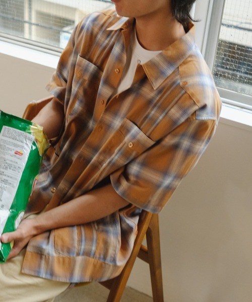 WHIMSIC（ウィムジック）の「【WHIMSIC】グアヤベーラ S/S オンブレチェック（シャツ/ブラウス・メンズ・ネイビー/ブラウン・FREE）」の11枚目の写真