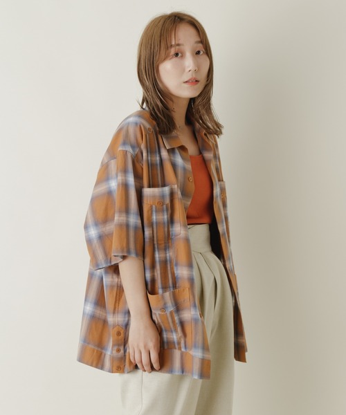 WHIMSIC（ウィムジック）の「【WHIMSIC】グアヤベーラ S/S オンブレチェック（シャツ/ブラウス・メンズ・ネイビー/ブラウン・FREE）」の18枚目の写真