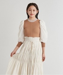 LilyBrown 異素材スリーブ トップス リリーブラウン Lilybrown 異素材シャーリングレーストップス NO