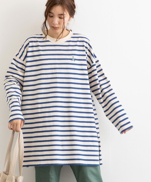 POU DOU DOU(プードゥドゥ)の「USコットンワイドチュニックTee(Tシャツ/カットソー・レディース・ブラック/スミクロ/ブルー/オフホワイト・3)」の1枚目の写真