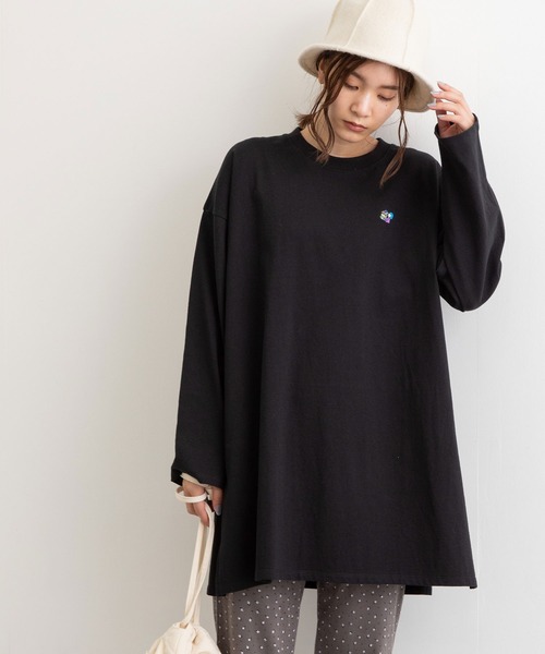 POU DOU DOU(プードゥドゥ)の「USコットンワイドチュニックTee(Tシャツ/カットソー・レディース・ブラック/スミクロ/ブルー/オフホワイト・3)」の3枚目の写真
