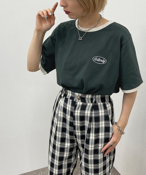 apres jour mignon(アプレジュールミニョン)の「リンガーTシャツ【ZOZOTOWN限定アイテム】(Tシャツ/カットソー・レディース・ダークグリーン/ボルドー/ダークブルー・X-LARGE/フリー)」の1枚目の写真